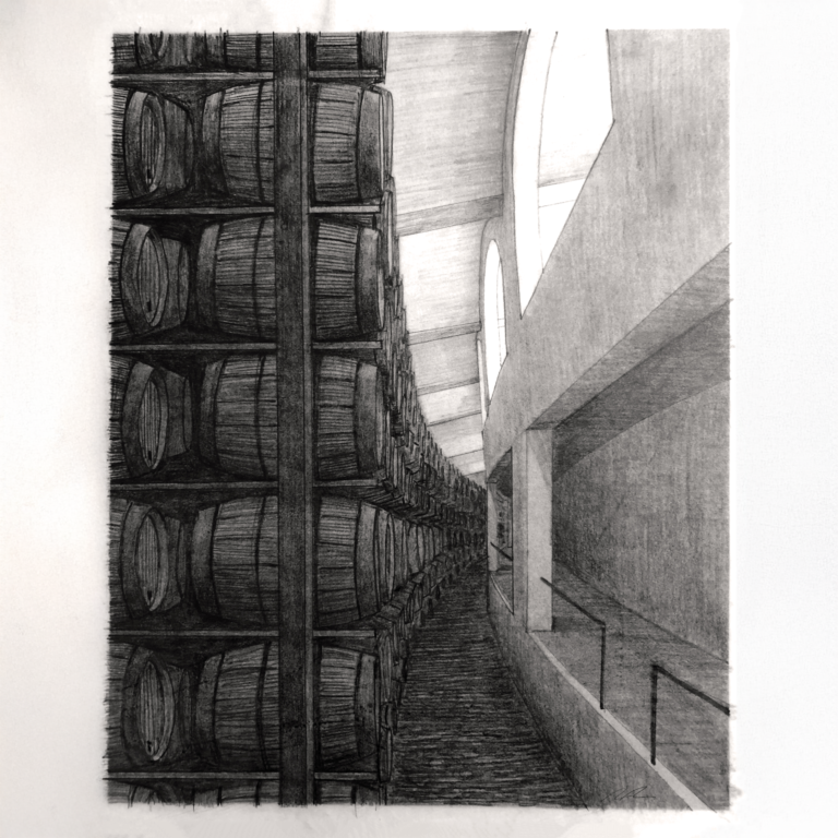 Bondo - drawing of the interior of the storage ETHZ, Corinna Menn, Bergell, Records of a Territory, productive walls, Bondo, stone wall, drawing of the interior of the storage