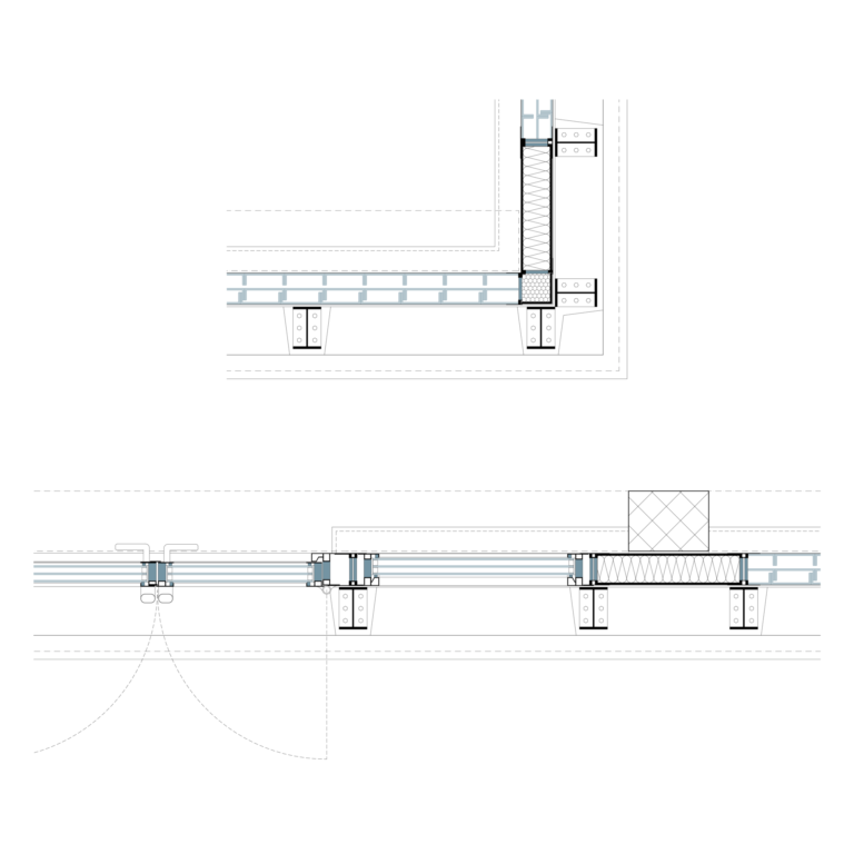 detail glass façade ZHAW, Lyon, Stadtfoyer, Detail glass façade