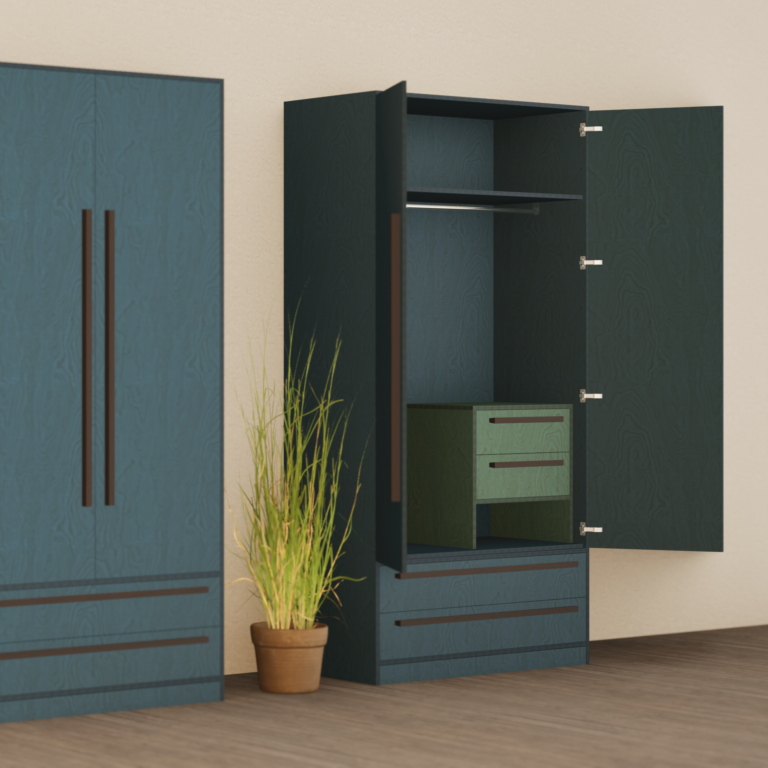 Dominic Deppeler, multiplex, living room, detail, rendering, wardrobe, birch, playwood